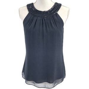 Vineyard Vines Womens Size 0 100% Silk Blouse Sleeveless Embellished Halter